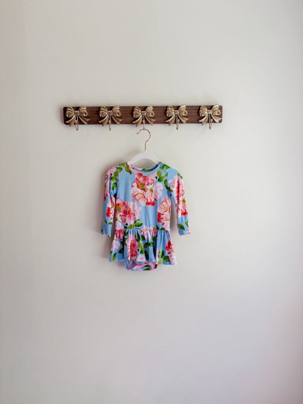 Gigi and Max 18m Floral Long Sleeve One Piece with Skirt, Small Stain Pictured